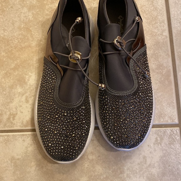 Rhinestone, tennis shoes, drawstring, gray white - Picture 3 of 8